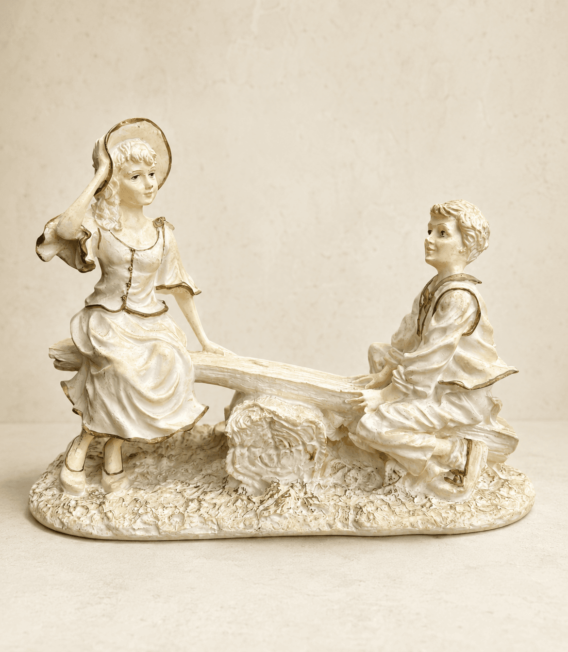 Vintage Devar Boy & Girl Seesaw Figurine