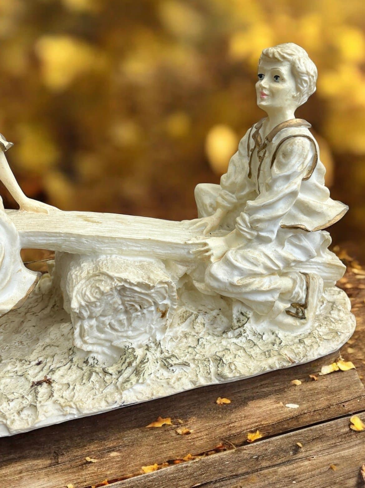 Vintage Devar Boy & Girl Seesaw Figurine