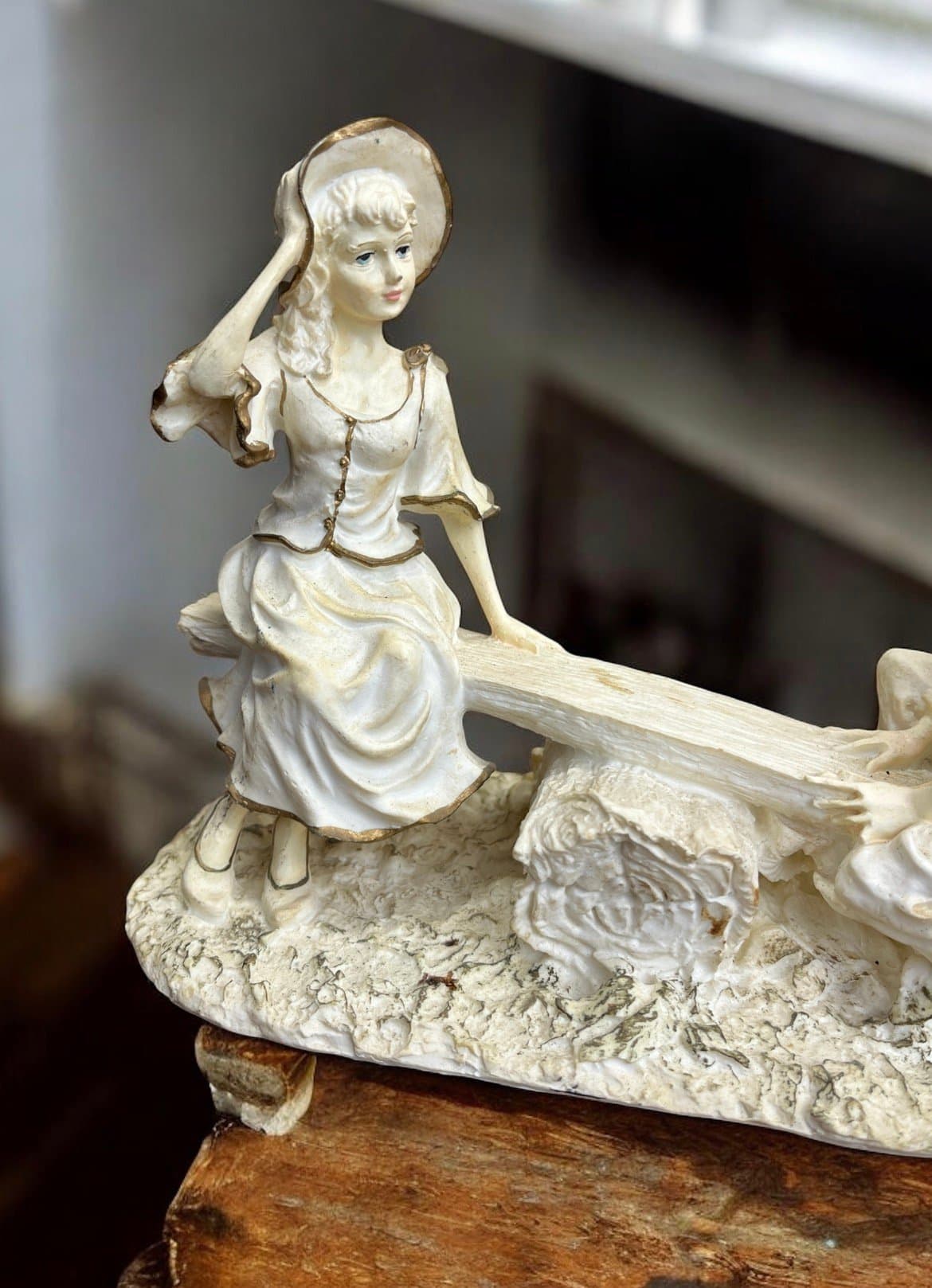 Vintage Devar Boy & Girl Seesaw Figurine